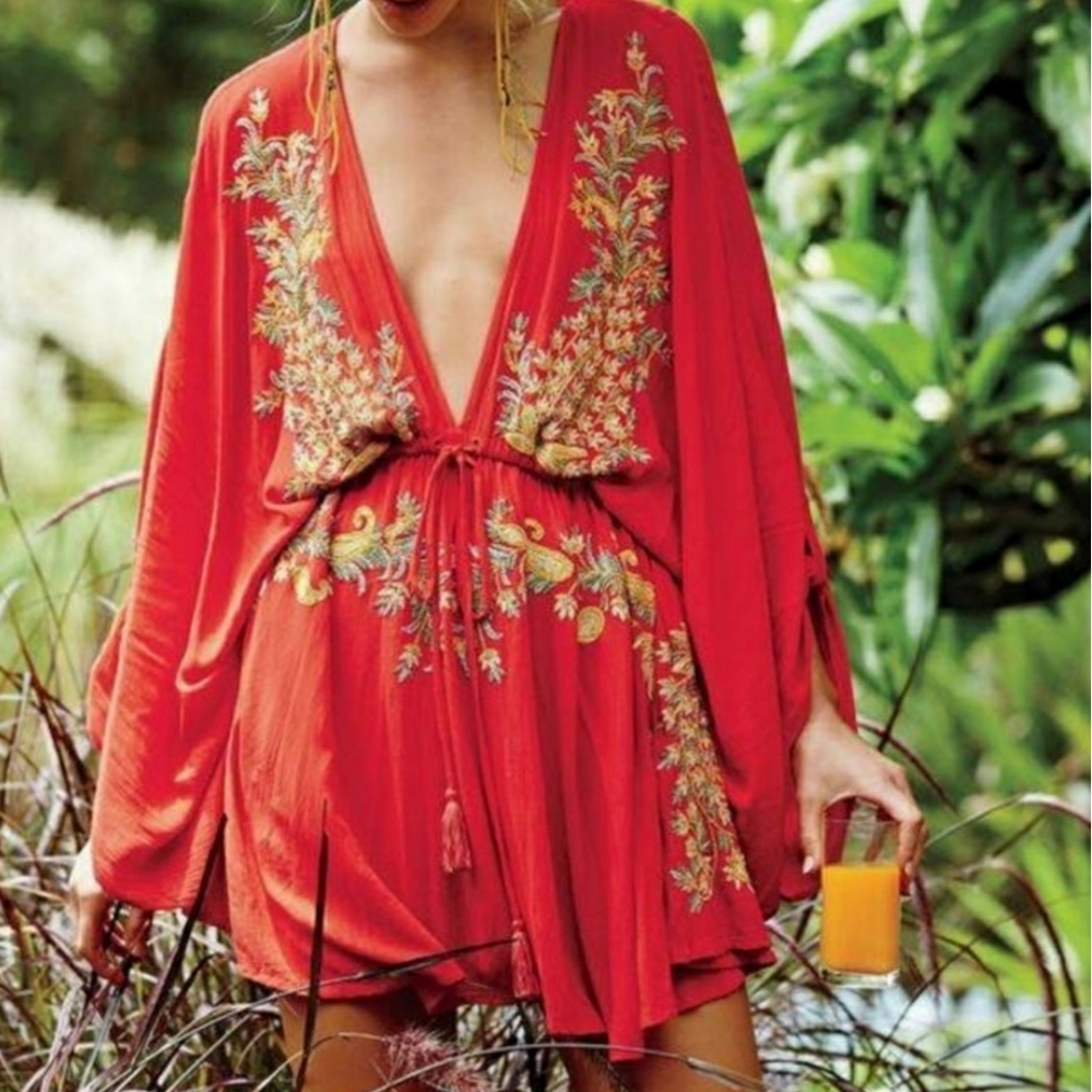 🍍NWT🍍Free People Pretty Pineapple Embroidered Dress